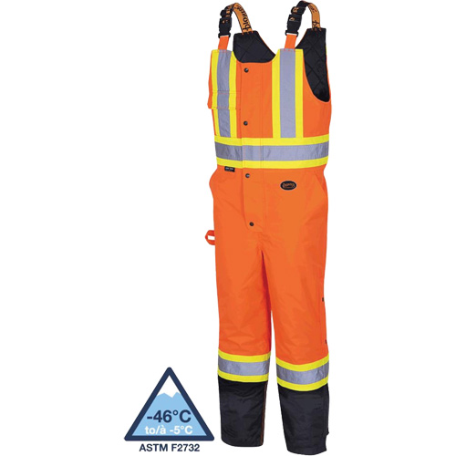 5040BB Salopettes matelass&eacute;es imperm&eacute;ables, Polyester, T-petit, Noir/Orange haute visibilit&eacute; Dufferin Supply