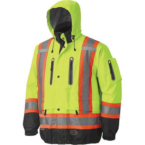 5201 Veste imperm&eacute;able et respirante de premi&egrave;re qualit&eacute;, Polyester, Noir/Jaune lime haute visibilit&eacute;, Grand Dufferin Supply