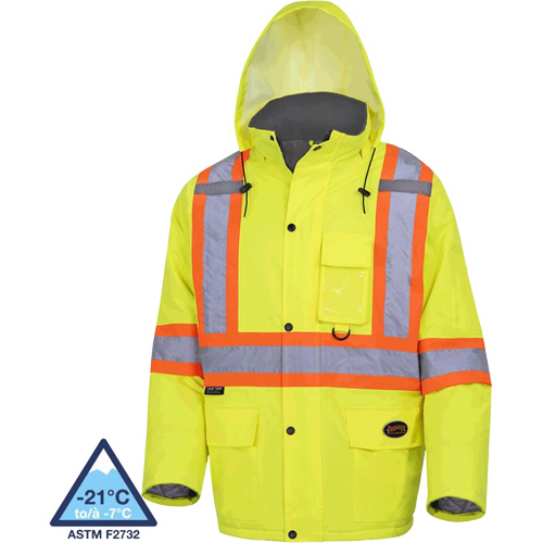 5031 Manteau de s&eacute;curit&eacute; matelass&eacute; imperm&eacute;able, Jaune lime haute visibilit&eacute;, Petit Dufferin Supply