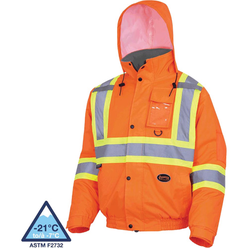 5032 Waterproof Winter Quilted Safety Bomber Jacket, Polyester, High Visibility Orange, Small Dufferin Supply
