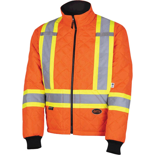 5015A Manteau matelass&eacute; pour cong&eacute;lateur, Polyester, Orange haute visibilit&eacute;, T-petit Dufferin Supply