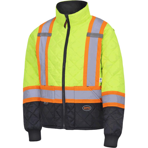 5016 Manteau matelass&eacute; pour cong&eacute;lateur, Polyester, Noir/Jaune lime haute visibilit&eacute;, T-petit Dufferin Supply