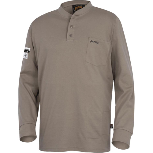 331 Chandail Henley en tricot interlock ignifuge, Petit, Beige Dufferin Supply