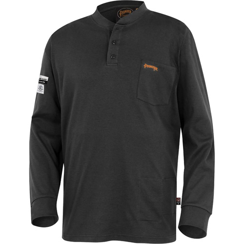 332 Chandail Henley en tricot interlock ignifuge, Petit, Noir Dufferin Supply