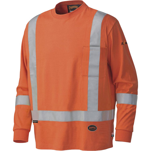 339SFA Flame-Resistant Long-Sleeved Safety Shirt, Small, High Visibility Orange Dufferin Supply