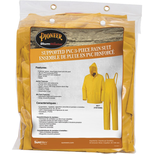 577 3-Piece Rain Suit, Polyester/PVC, 6X-Large, Yellow Dufferin Supply