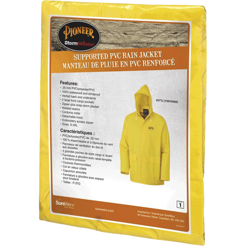 577J Rain Jacket, Polyester/PVC, Small, Yellow Dufferin Supply