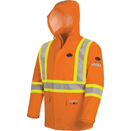 5880 Manteau de pluie ignifuge et protection contre les &eacute;clats d'arc &eacute;lectrique, T-petit, Orange haute visibilit&eacute;, 10 cal/cm² Dufferin Supply