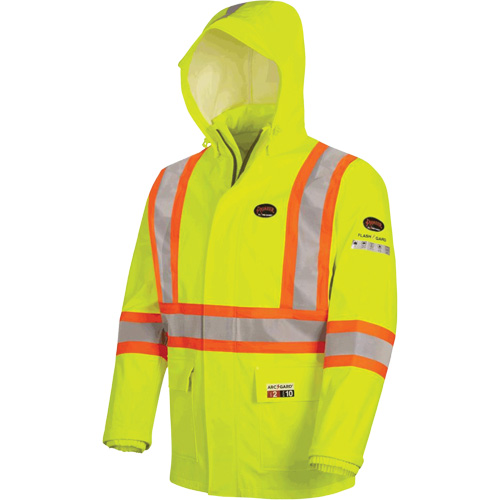 5881 FR/Arc-Rated Waterproof Rain Jacket, X-Small, High Visibility Yellow, 10 cal/cm² Dufferin Supply