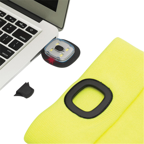 5676 Knit Toque with LED Headlight, Fleece Lining, One Size, High Visibility Yellow Dufferin Supply