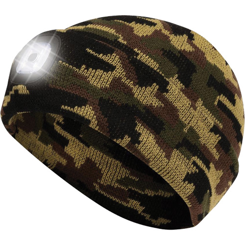 5677 Tuque en tricot avec lampe frontale &agrave; DEL, Doublure en Molleton, Taille unique, Camo Dufferin Supply