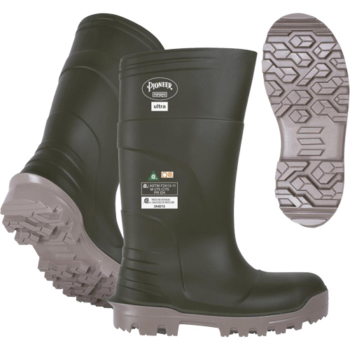 B105FUL.GR Pioneer Ultra Boots, Polyurethane, Steel/Composite Toe, Size 6, Puncture Resistant Sole Dufferin Supply