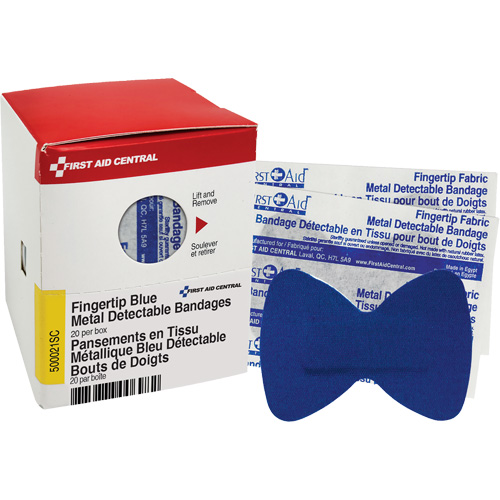 Fingertip Blue Detectable Bandages, Fingertip, Fabric Metal Detectable, Sterile Dufferin Supply