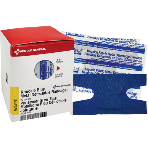 Knuckle Blue Detectable Bandages, Knuckle, Fabric Metal Detectable, Sterile Dufferin Supply