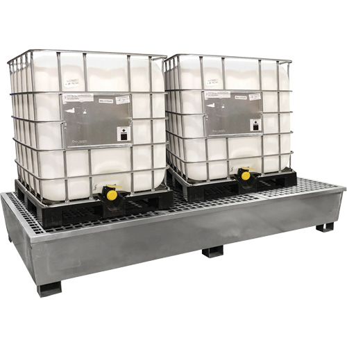 Steel Ultra-Twin IBC Spill Pallet&reg;, 370 US gal. Spill Capacity, 103.8" x 26.8" x 51.1" Dufferin Supply