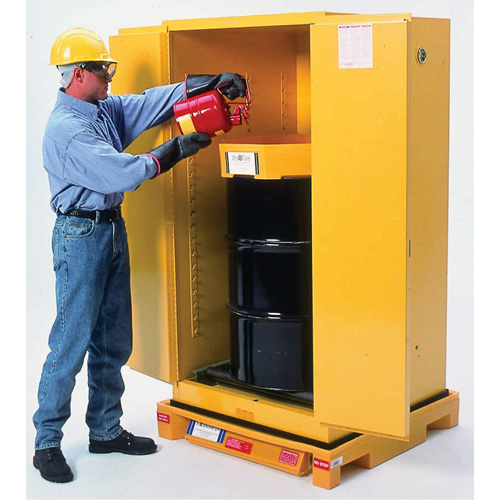 Single Drum Ultra-Safety Cabinet Bladder System, 37,8" lo x 37,8" la x 6,3" h, Capacit&eacute; de charge 1500 lb Dufferin Supply
