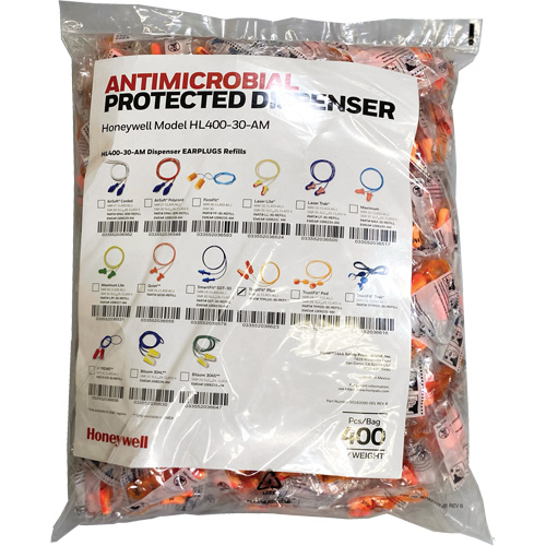 Recharge de bouchons doreille TFP-30 pour le distributeur HL400, Vrac - Sac en poly, Avec cordon Dufferin Supply