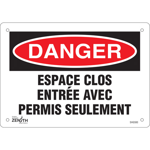 Enseigne  Espace clos , 7" x 10", Plastique, Français Dufferin Supply