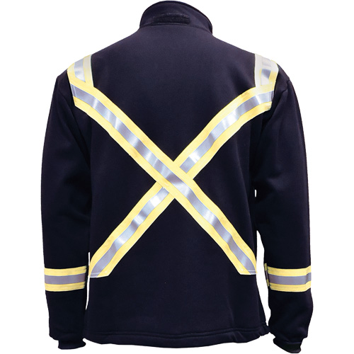 Flame Resistant Striped Full Zip Fleece Jacket, Medium, Navy Blue Dufferin Supply