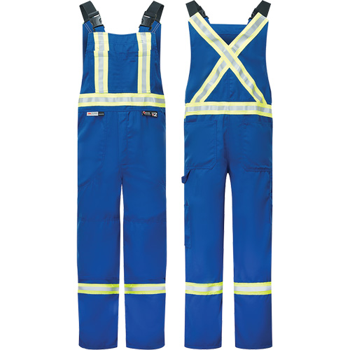 Westex&reg; DH Antistatic 6.5 oz. Flame Resistant Bib Pants, Small, Royal Blue Dufferin Supply