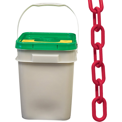 Chaîne de s&eacute;curit&eacute; en plastique robuste, Rouge, Maillon de 2", 120' de long Dufferin Supply