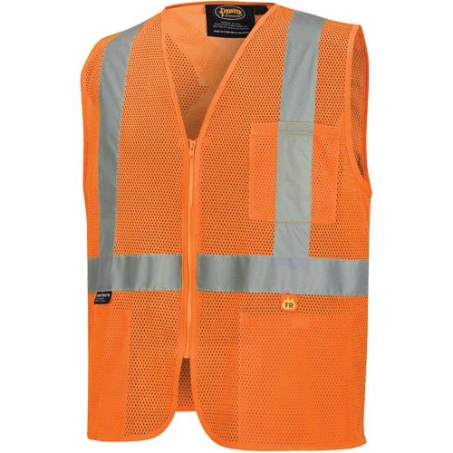 6943 Flame-Resistant Mesh Safety Vest, High Visibility Orange, Small, Polyester Dufferin Supply