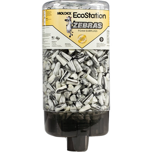 Distributeur de bouchons d'oreilles EcoStation avec des bouchons d'oreilles Zebras Dufferin Supply