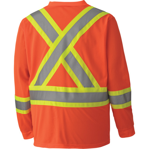 6984 Chandail de s&eacute;curit&eacute; &agrave; manches longues pour circulation en micromaille, Petit, Orange haute visibilit&eacute; Dufferin Supply