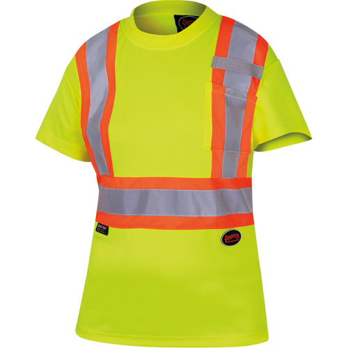 6949 T-shirt de s&eacute;curit&eacute; en il-de-perdrix pour femme, Polyester, T-petit, Jaune lime haute visibilit&eacute; Dufferin Supply