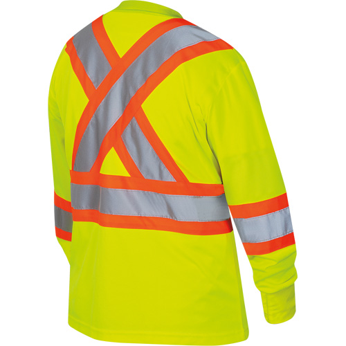 6969 Women's Bird's-Eye Long-Sleeved Safety Shirt, Polyester, X-Small, High Visibility Lime-Yellow Dufferin Supply