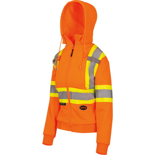 6924W Women's Fleece Hoodie with Zipper, Polyester, X-Small, High Visibility Orange Dufferin Supply