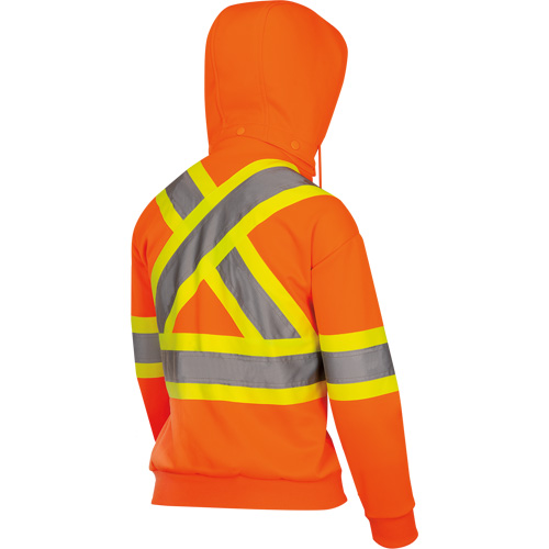 6924W Women's Fleece Hoodie with Zipper, Polyester, X-Small, High Visibility Orange Dufferin Supply