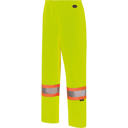 5629W Pantalon &agrave; bavette imperm&eacute;able pour femmes, Polyester/Polyur&eacute;thane, T-petit, Jaune lime haute visibilit&eacute; Dufferin Supply