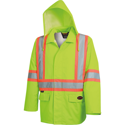 5628 Manteau de s&eacute;curit&eacute; imperm&eacute;able The Rock, Polyester/Polyur&eacute;thane, Jaune lime haute visibilit&eacute;, Petit Dufferin Supply