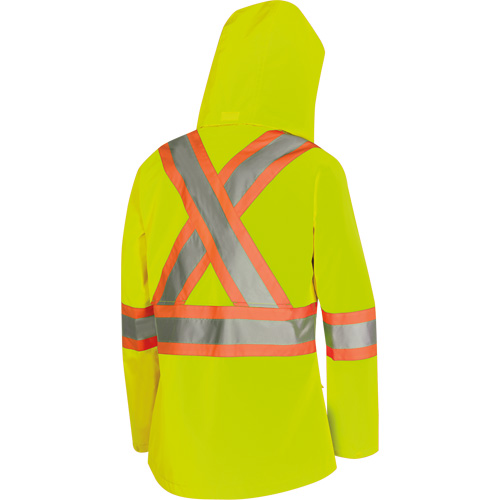 5628W The Rock Women's 300D  Quilted Safety Parka, Polyester/Polyurethane, High Visibility Lime-Yellow, X-Small Dufferin Supply