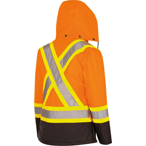 5020BBW Manteau 7 en 1 imperm&eacute;able pour femmes avec capuchon, Polyester/Polyur&eacute;thane, Orange haute visibilit&eacute;, T-petit Dufferin Supply