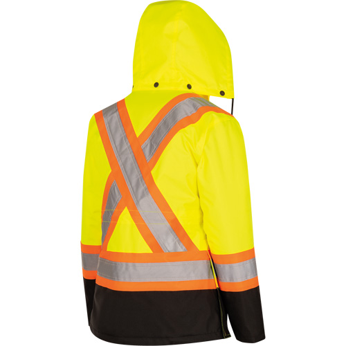 5021BBW Manteau 7 en 1 imperm&eacute;able pour femmes avec capuchon, Polyester/Polyur&eacute;thane, Jaune lime haute visibilit&eacute;, T-petit Dufferin Supply