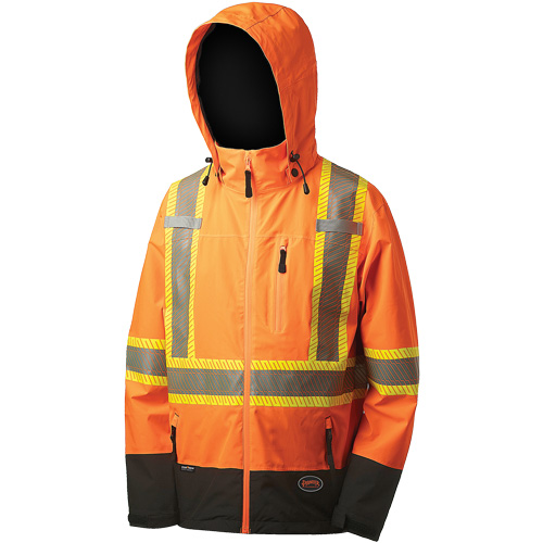 5220 Manteau de s&eacute;curit&eacute; imperm&eacute;able &agrave; coquille souple de premi&egrave;re qualit&eacute;, Polyester, Orange haute visibilit&eacute;, 2T-Grand Dufferin Supply