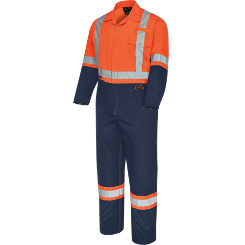 5514BBT 2-Tone Safety Coveralls with Zipper Closure, 40 (Tall), High Visibility Orange/Navy Blue Dufferin Supply