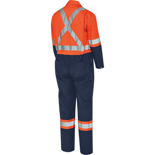 5514BBT 2-Tone Safety Coveralls with Zipper Closure, 40 (Tall), High Visibility Orange/Navy Blue Dufferin Supply