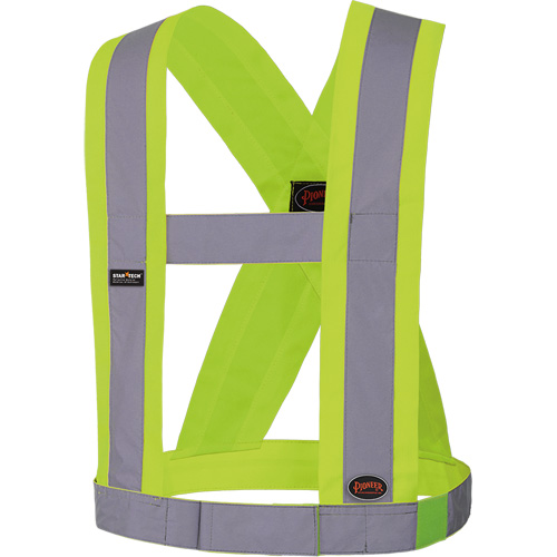 5493 High-Visibility 4" Wide Adjustable Safety Sash, Meets/Exceeds CSA Z96 Class 2 - Level 2, High Visibility Lime-Yellow, Silver Reflective Colour, One Size Dufferin Supply