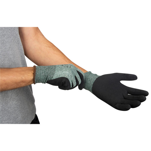 Eco-Friendly Crinkle Grip Coated Gloves, 8, Foam Latex Coating, 15 Gauge, Nylon/RPET Shell Dufferin Supply