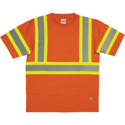 Short Sleeve Safety T-Shirt, Cotton, X-Small, High Visibility Orange Dufferin Supply