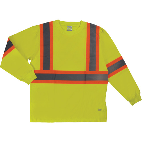 T-shirt de s&eacute;curit&eacute; &agrave; manches longues, Coton, T-petit, Jaune lime haute visibilit&eacute; Dufferin Supply