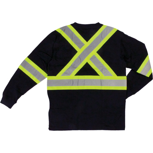 Long Sleeve Safety T-Shirt, Cotton, X-Small, Black Dufferin Supply