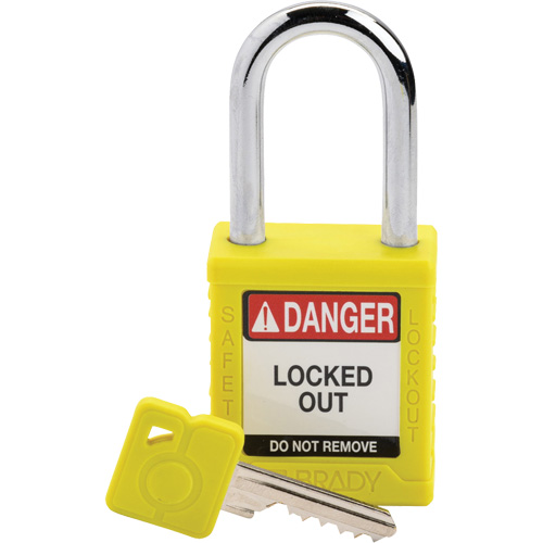 Cadenas de verrouillage Velocity, Jaune, Cl&eacute;s diff&eacute;rentes, Nylon, Largeur de 1-1/2" Dufferin Supply