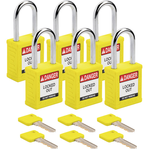 Cadenas de verrouillage Velocity, Jaune, Cl&eacute;s identiques, Nylon, Largeur de 1-1/2" Dufferin Supply