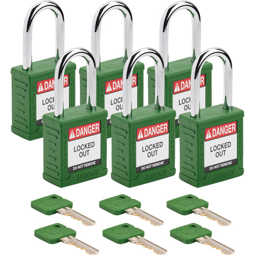 Velocity Lockout Padlocks, Green, Keyed Alike, Nylon, 1-1/2" Width Dufferin Supply