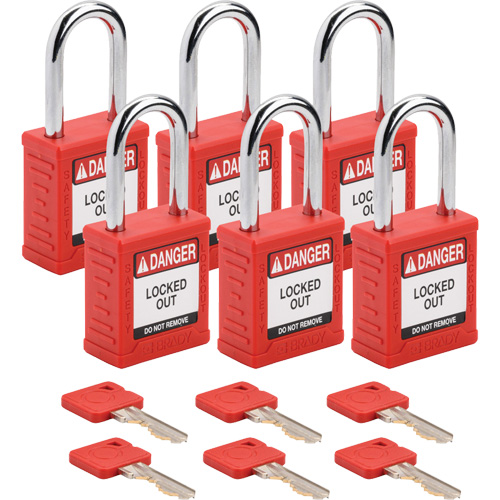Cadenas de verrouillage Velocity, Rouge, Cl&eacute;s identiques, Nylon, Largeur de 1-1/2" Dufferin Supply