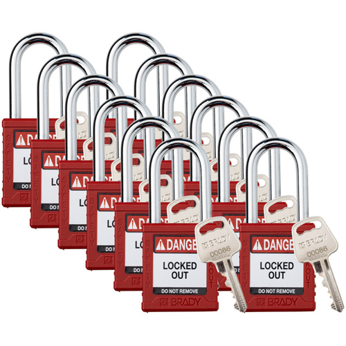Cadenas de verrouillage Velocity, Rouge, Cl&eacute;s diff&eacute;rentes, Nylon, Largeur de 1-1/2" Dufferin Supply